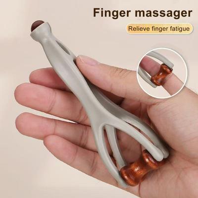 2 Peças Massageador de Dedo de Madeira Rolo de Acupressão Portátil e Ferramenta Gua Sha para Relaxamento das Mãos Ferramenta de Mão Portátil para Alívio de Estresse
