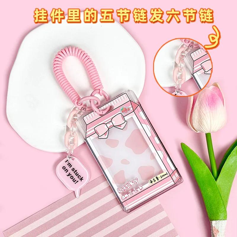 Student Fun Transparent Card Covers Spring Rope Cartoon Meal Card Case Game Cards Protection Covers Lanyard Credit Card Holder
