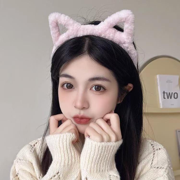 Women's Cute Cat Ear Plush Headband: Autumn/Winter Face Wash, Hair Tie, Travel Clip, New 2023 Hair Accessory.