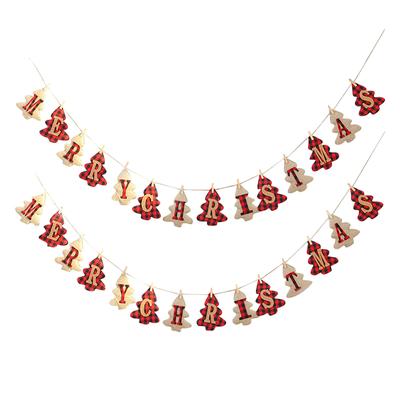Christmas Banner Rustic Decorations Tree Ornaments Decor Shaped Vintage Xmas Decorations Indoor Merry Party