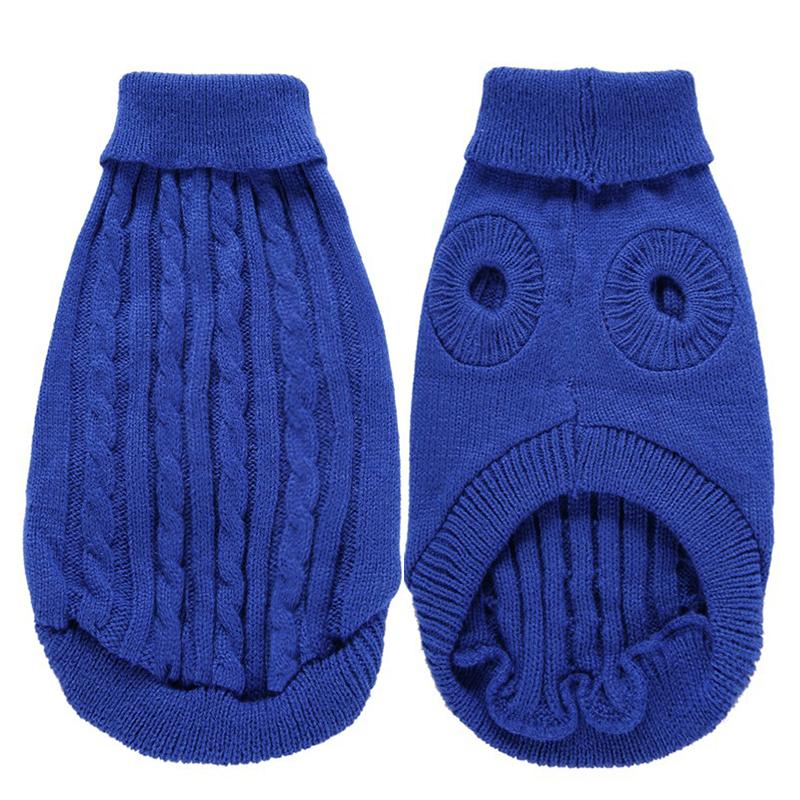 Solid Color High-Neck Cable Knit Eco-Friendly Pet Sweater Warm Autumn/Winter Pullover Dogs Cats 12 Vibrant Hues Simple Soft