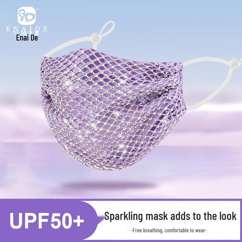 En'ai De Men's Rhinestone Sunscreen Mask - Summer Style, Thin and Protective