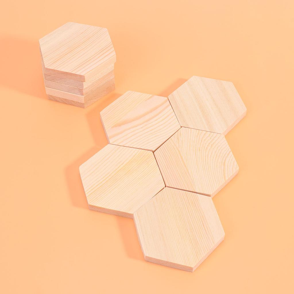 10Pcs Special-Shaped Wood Plank Polygonal DIY Craft Blocks High Quality Pine Wooden for Art Projects Decor Gifts Size 2