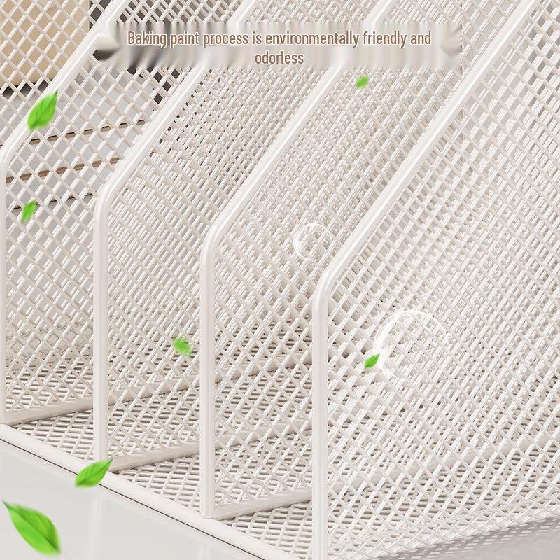 Metal Desktop File Organizer: Hanging Shelf & Storage Basket