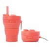 450ml Silicone Folding Straw Cup Space Saving High Temperature Resistant Retractable Cup with Buckle Leakproof Collapsible Cup