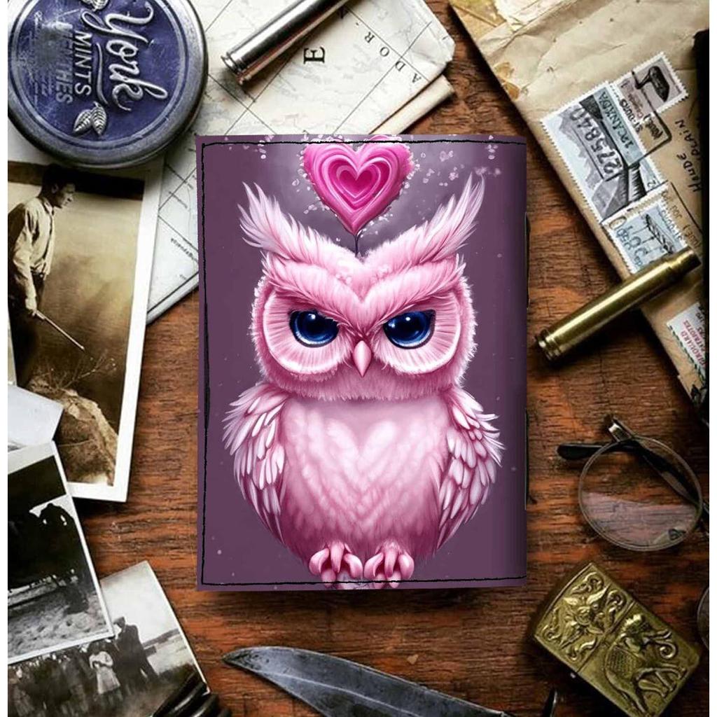 Kožený portrétní deník sovy prázdné stránky deník deníku pro osobní použití a kancelářské použití (7 x 5 palců)