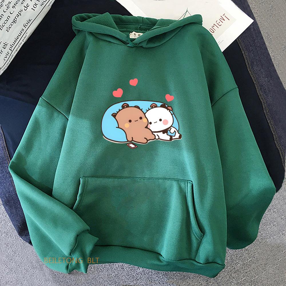 Panda Bear Bubu Dudu Love Heart Sweatshirts Winter Fleece Long Sleeve Hoodies Streetwear Kawaii Women/Men Hooded Pullovers Cute