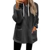 Fall Casual Oversized Fleece Hoodie Women Long Sleeve Zip Up Pullover Hooded Sweatshirt Jacket