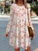 Autumn Lady Casual Loose Mini Dress Women Fashion Sweet Dot Printed Long Sleeve Dress Elegant Party A-Line Dresses