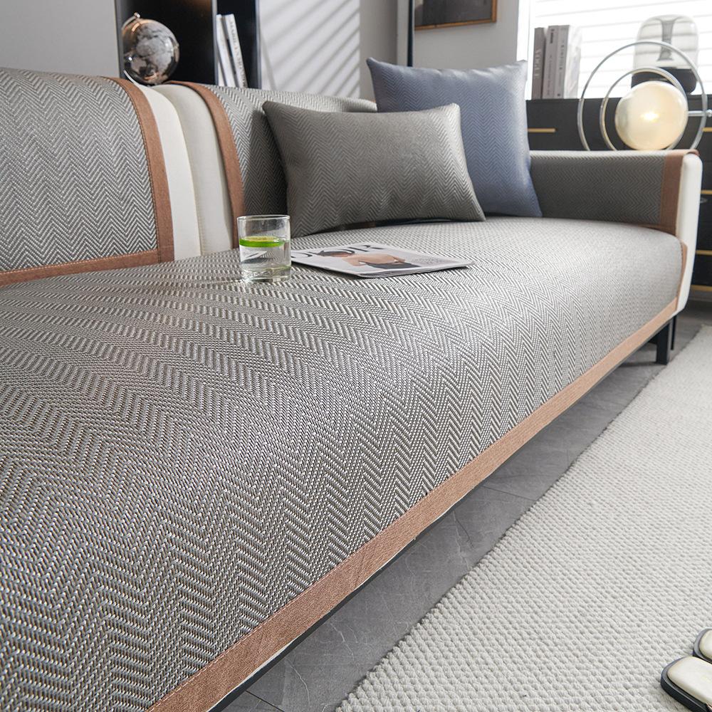

Nordic Style Ice Silk Sofa Cushion Light Luxury High-End Mat Seat Cushion Non-Slip Leather Case Cover New Cover Cloth Back Towel 70*70cm