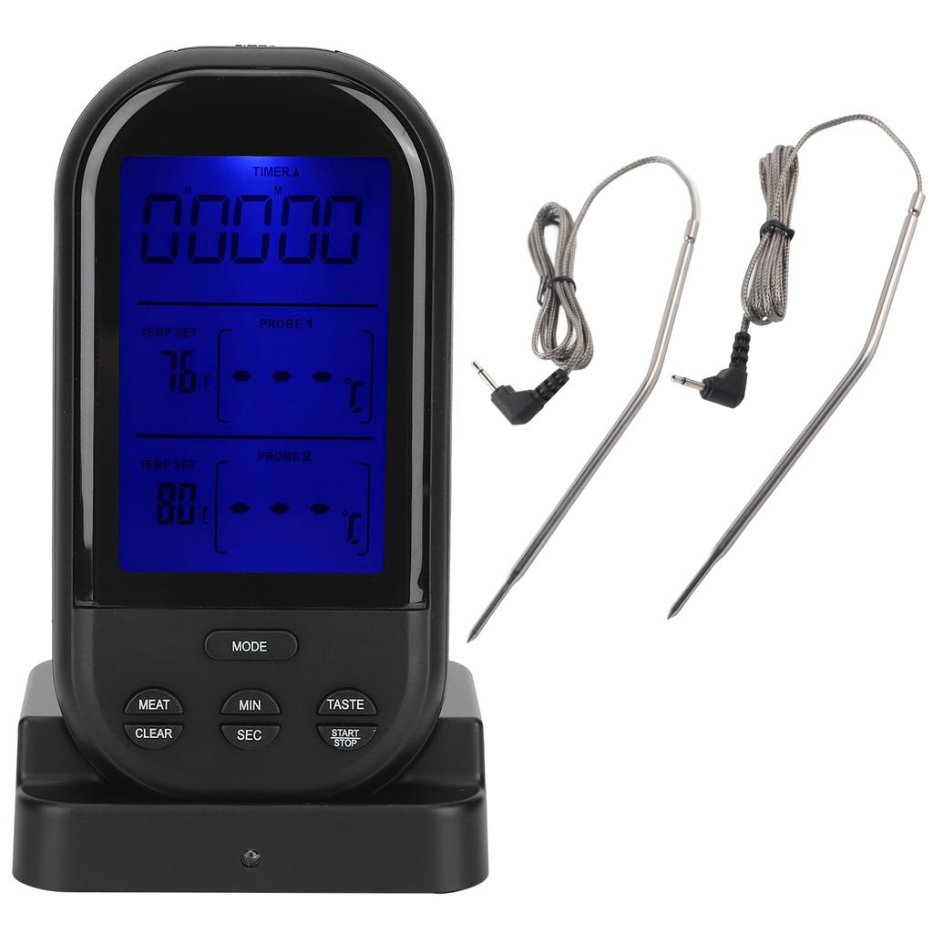 Wireless Remote Food Thermometer with Dual Probe Kitchen Cooking Barbecue Grill Accessory(TSK32B