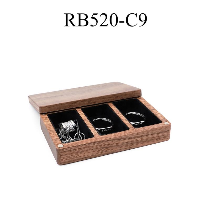 Wedding Wood Rings Jewelry Organizer Box Display Travel for Case Portable Storage Square Shape Box Walnut Necklace Holer