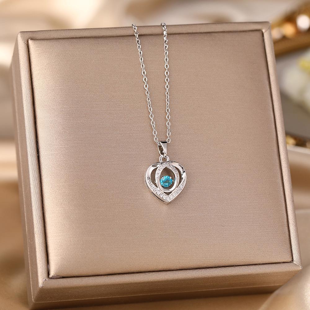 Women's Silver Titanium Steel Necklace with Micro-Inlaid Zircon - Elegant, Durable Clavicle Chain Jewelry