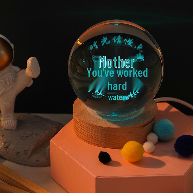 3D Galaxy Crystal Ball Night Light with Color-Changing Base - Unique Starry Sky Gift