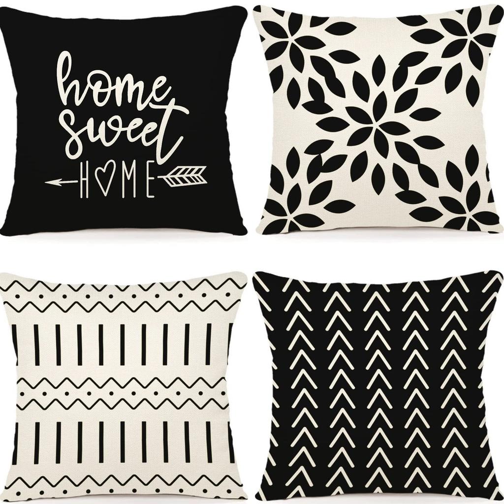 Moderne Sofakissenbezüge für Erkerfenster, Outdoor-Kissen-Set aus Leinenstoff