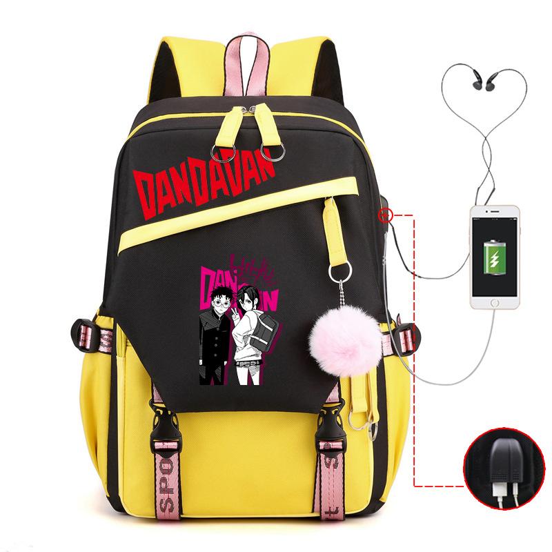 Dandadan Foreign Trade Children's Schoolbag Contrasting Color Neutral Backpack Usb Multi-functional Primary and Secondary School Backpack