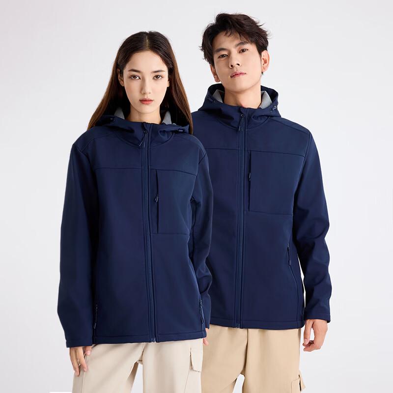 Unisex Hooded Waffle Fleece Lined Outdoor Jacket 4XL