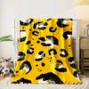 Abstract leopard print with black, white, and olive spots on yellow. for all seasons blanket lunch break throw gift
