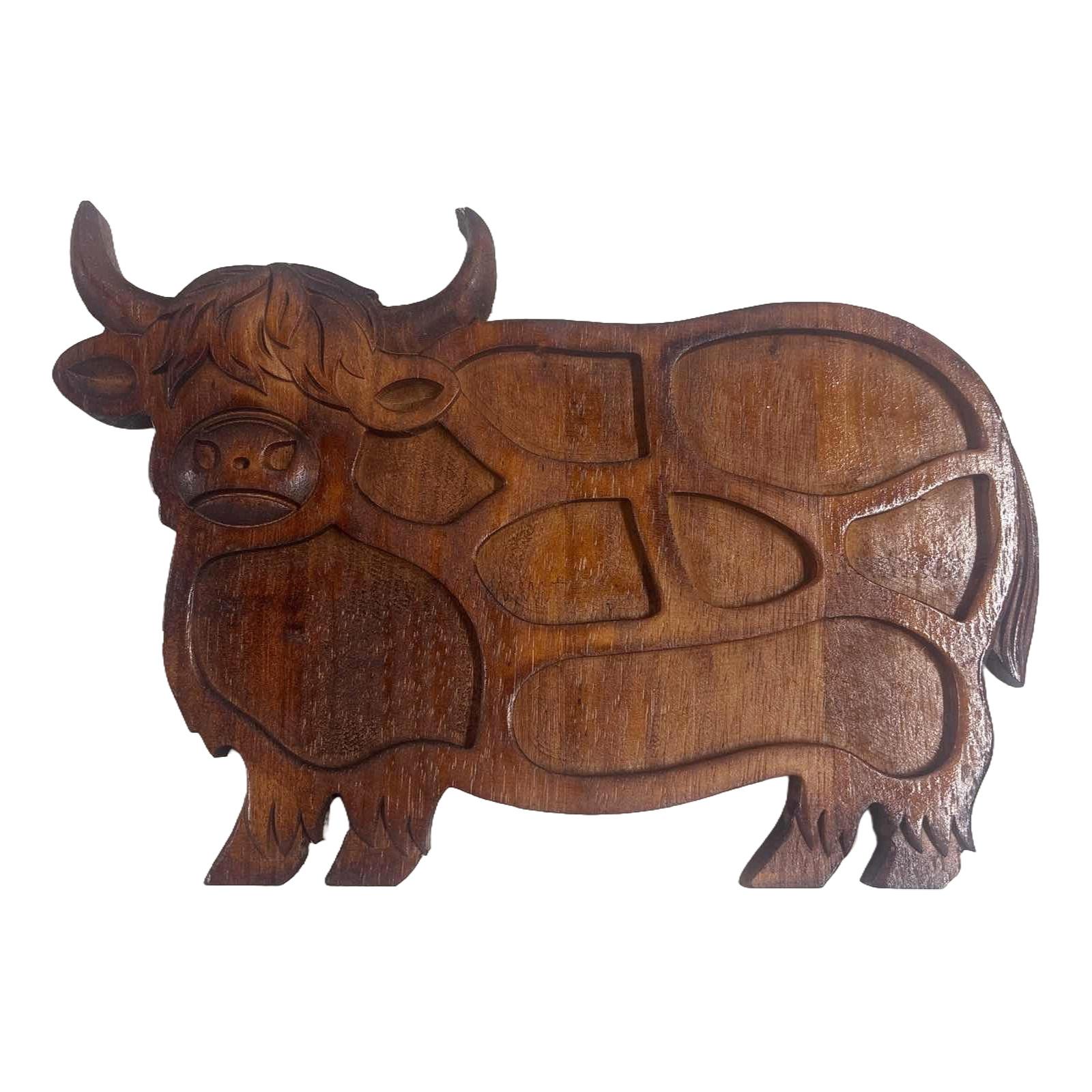 Highland Cow Wooden Cheese Board Rustic Farmhouse Food Platter Charcuterie Platter Used for Fruit Meat Cheese Family Gatherings