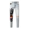 VibeStreet Fashion Americans Brands Men's Jeans Luxury Streetwear Holes Long Trousers Quality Male Stretch Slim Pants Skinny Trousers