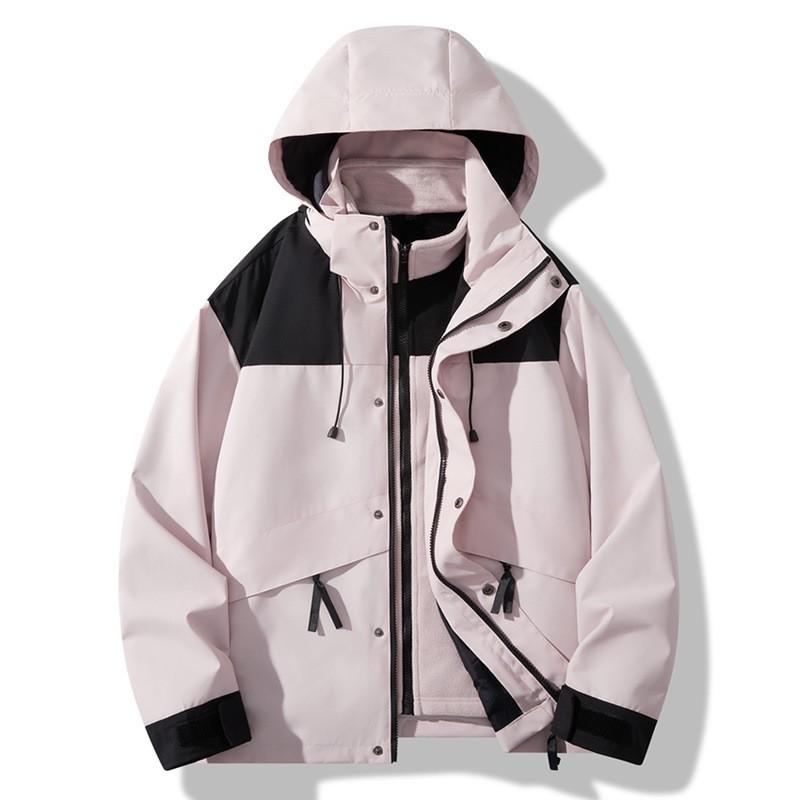 Men Women 3-in-1 Detachable Waterproof Windproof Hiking Jacket With Fleece Liner Winter Outdoor Activities