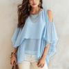 Chemise à manches longues et courtes en mousseline fine à col rond pour femme, style européen et américain, couleur unie, respirante, printemps et été, petit gilet chemisier