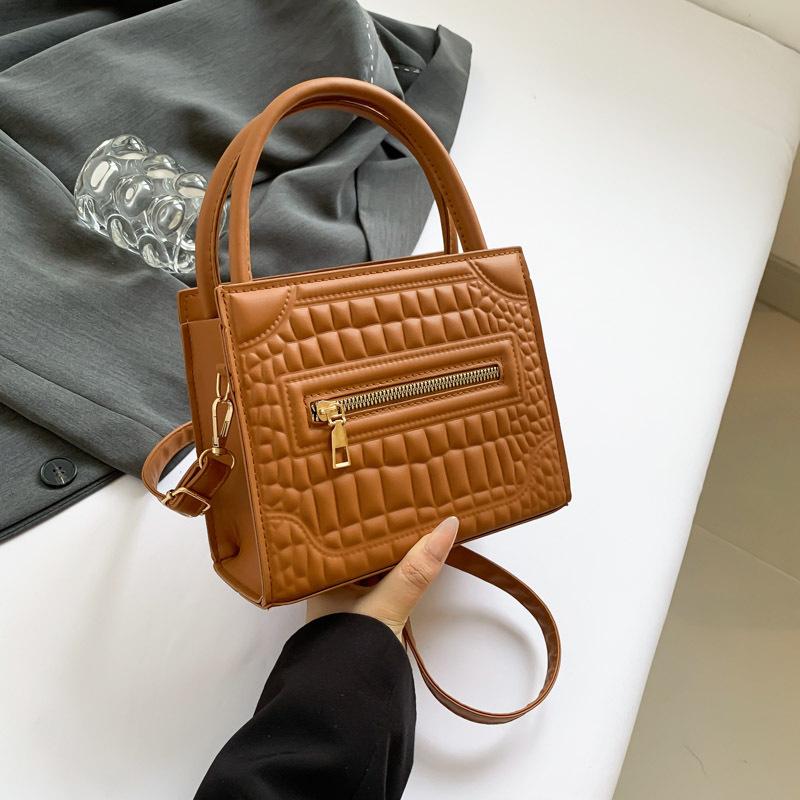 Bag Stone Pattern Women'S Bag Fashion Handbag Textured Pu Shoulder Bag Niche Versatile Messenger Bag