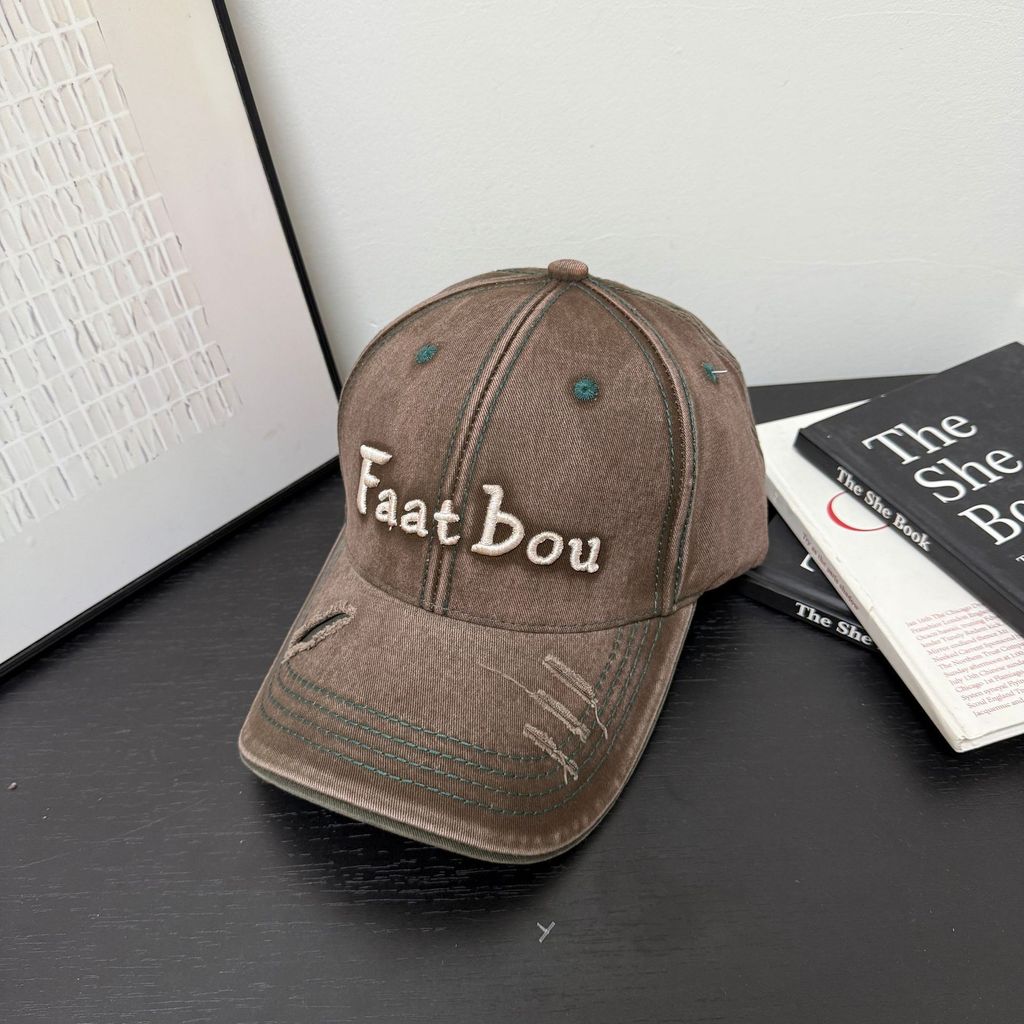 Faatbou Baseball Cap With Embroidered Letters Black For Casual Streetwear