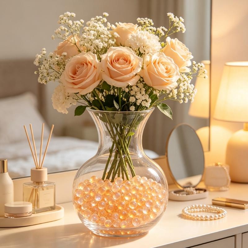 Clear Flat Glass Marble For Vase Aquarium Pebbles Vase Fillers Beads Loose Glass Rounds for Table Styling, Jar Arrangements and Craft Projects,