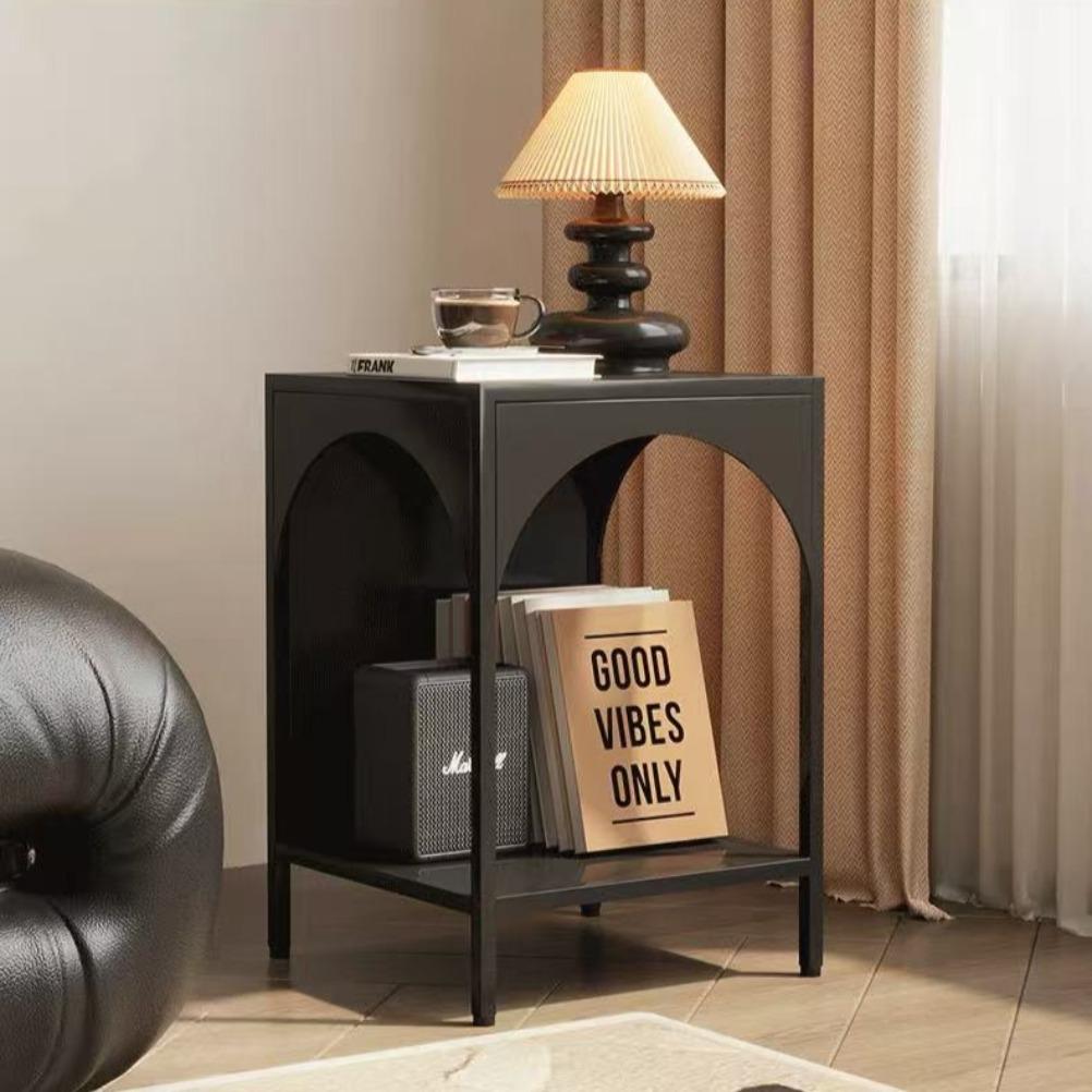 Nordic Metal Coffee Table Modern Side Tables with Storage Space Creative Landing Rack Bookshelf Bedroom Side Table Living Room