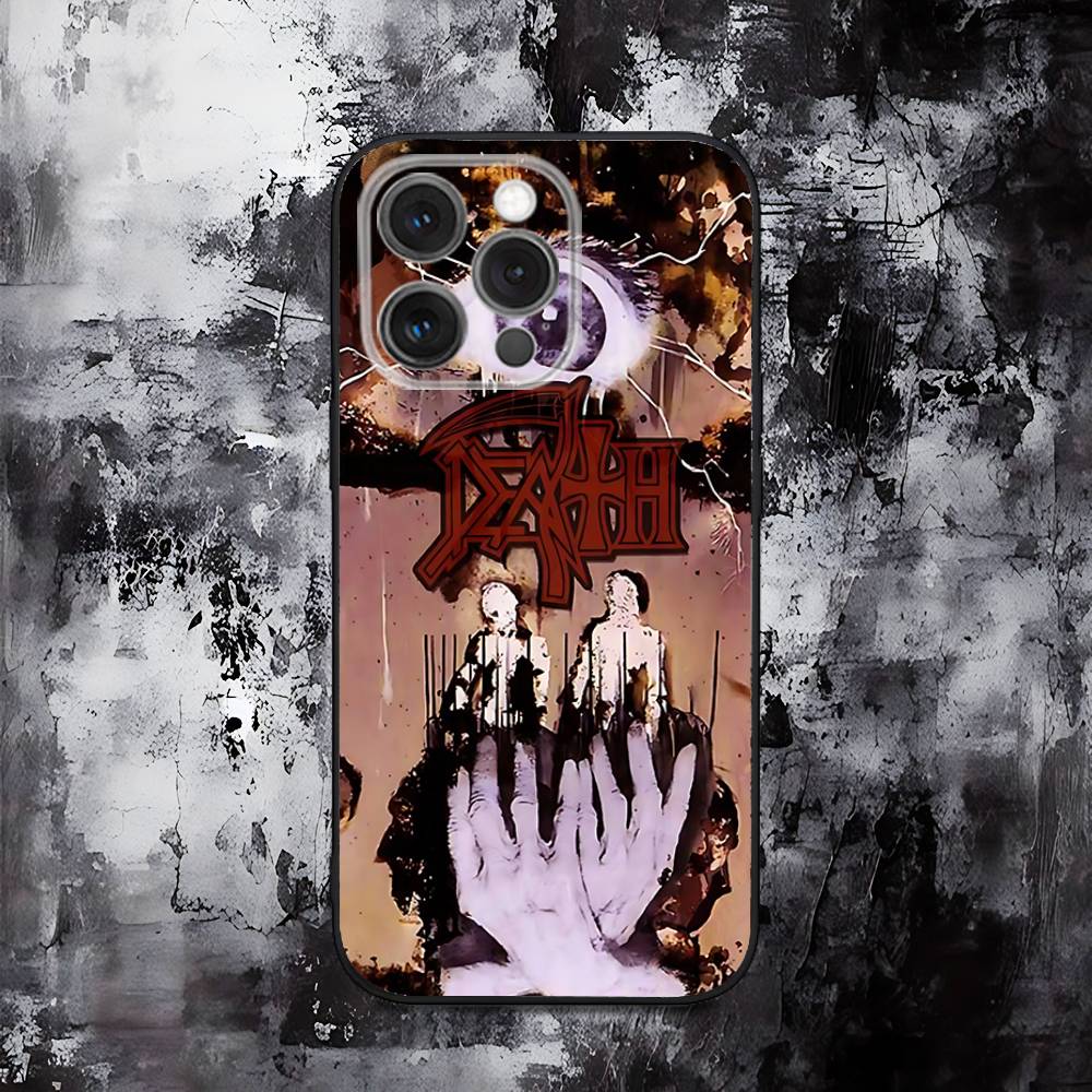 

Metal Band D-Death Phone Case For iPhone 16,15,14,13,12,11,Pro,Max,Plus,X,XS,SE,E,Mini,Soft Silicone Black Case iPhone12mini