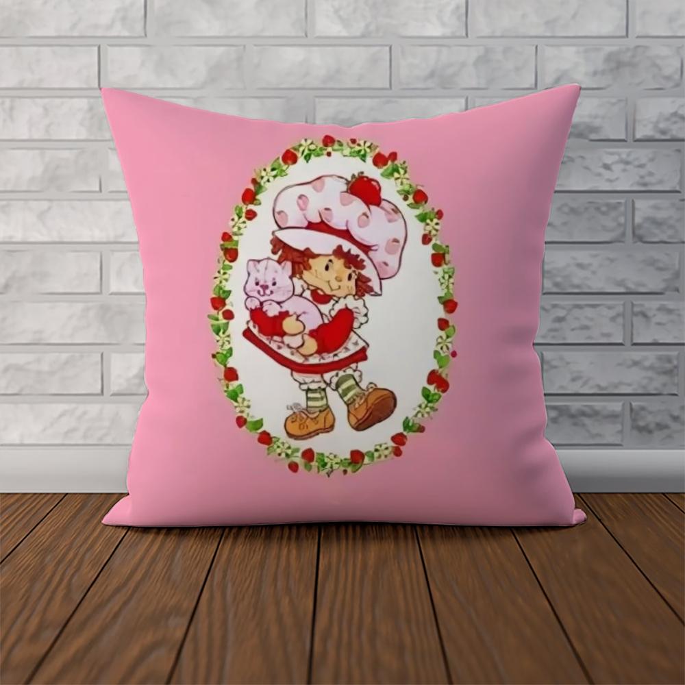 SStrawberry Shortcakes Pillow Case For Car Sofa Decorative Home Doublesided Print Plush Square Throw Pillow Cushion Cover