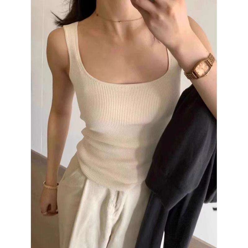 Summer Women Square Neck Ribbed Knit Slim Purple Crop Top