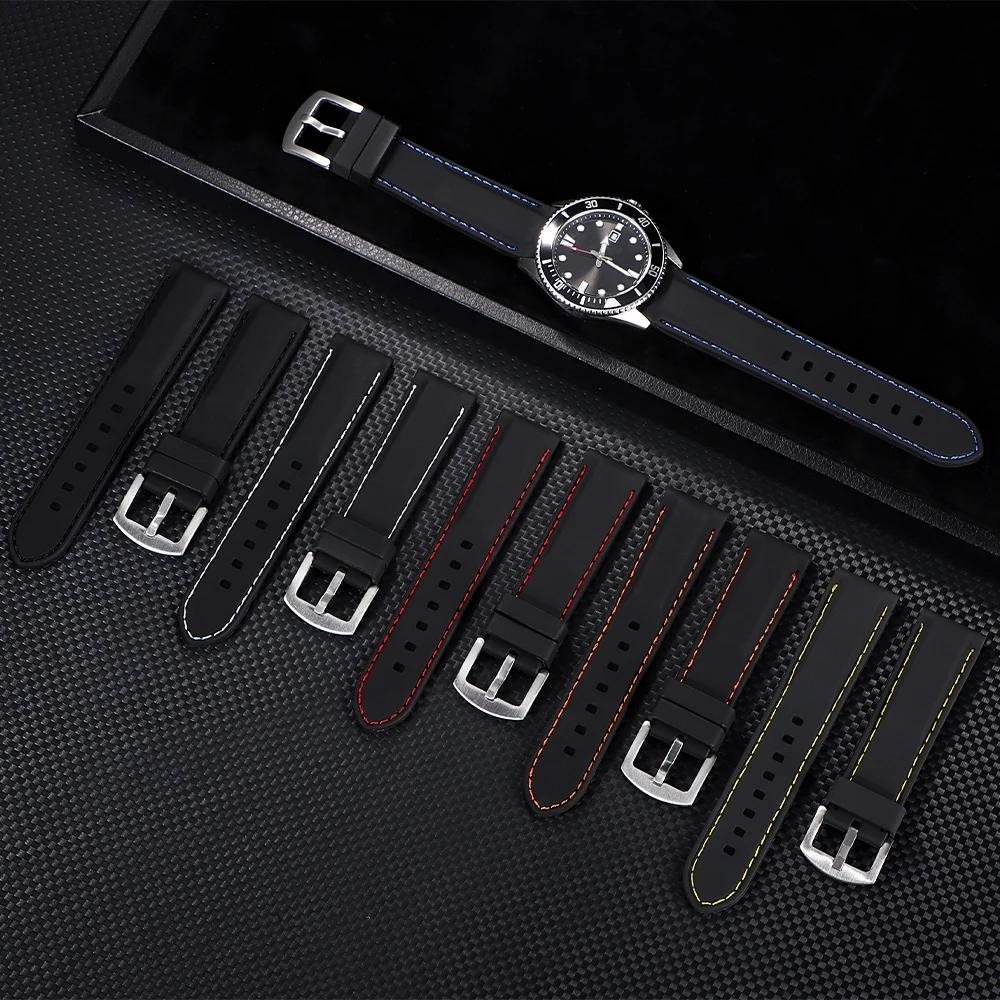 18mm 20mm 22mm 24mm 26mm Uhrenarmband Sport Vintage Silikon Uhrenarmband Edelstahlschließe Uhrenzubehör für Seiko
