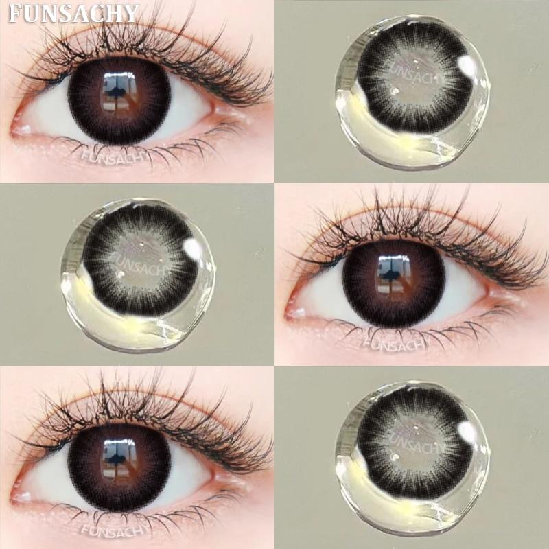 FUNSACHY 1 pár přírodně hnědých kontaktních čoček pro oči velké černé oči čočky korejská krása šedé zornice módní barevné oční kontakty