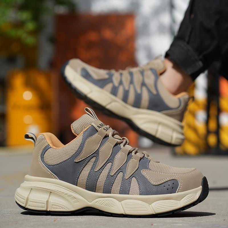 New Fashion Men Afety Shoes With Steel Toe Cap Anti-Smash Men Work Shoes Sneakers Light Puncture-Proof Mesh Breathable Shoes