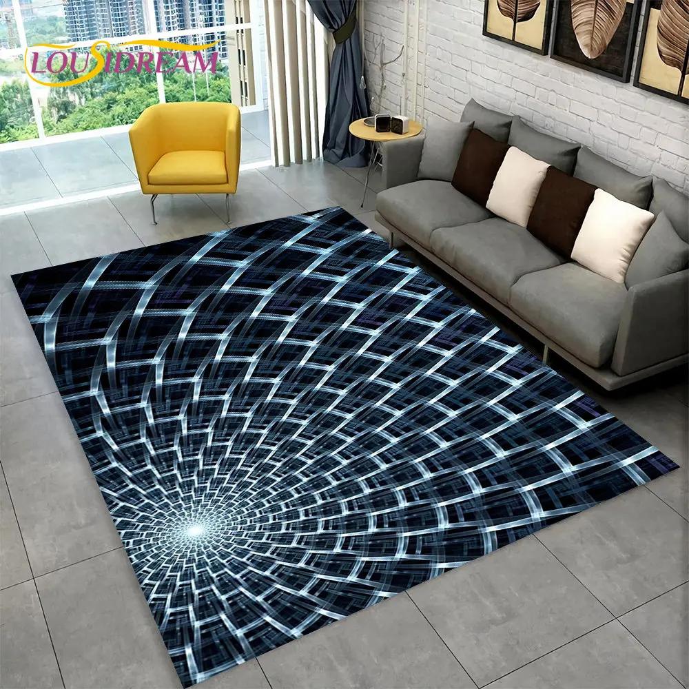 3D Vortex Illusion Area Rug,Abstract Geometric Optical Carpet Rug for Living Room Bedroom Sofa Doormat Decor Non-slip Floor Mat