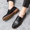 Fashion Spring Black Men's Loafers Business Wedding Dress Shoes Men's Patent Leather Shoes Soft Sole Non-Slip Flat Shoes Mocassin Homme