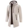 Men's Plus Velvet Hooded Knitwear Cardigan – Thickened, Windproof, Warm Mid-Length Jacket for Autumn/Winter (Middle-Aged & Elderly)