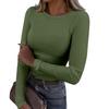 Women's Ribbed Knit Crew Neck Long Sleeve Form-Fitting Top
