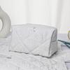 Quilted Cosmetic Storage Bag with Embroidery and Cutout Design, Cotton Padded Makeup Pouch