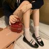 Sheepskin version round head double buckle belt Mary Jane shoes women's commuter low heel flat sole shoes leather ladle shoes