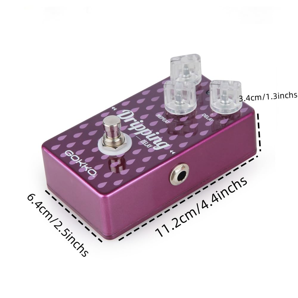 GOKKO AUDIO GK-22 Dripping Delay Guitar Effect Pedal (Analog Technology, 600ms Delay Time, Creative Modulation Functions for Warm, Rich Reverb)