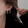 Punk Black Cross Pendant Earrings for Women Gothic Hip Hop Metal Long Tassel Hanging Earring Wedding Party Jewelry Gifts