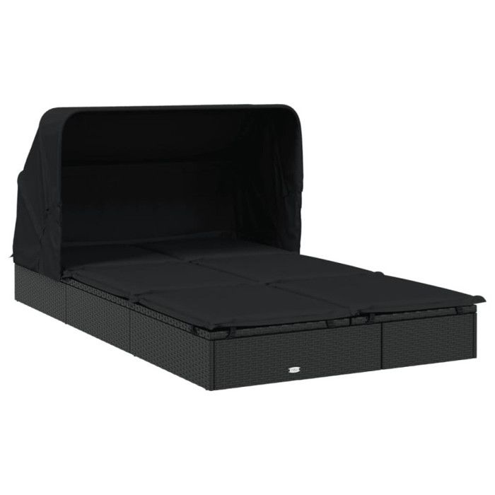 VidaXL Transat 2 places avec toit pliable noir 213x118x97 cm 319652