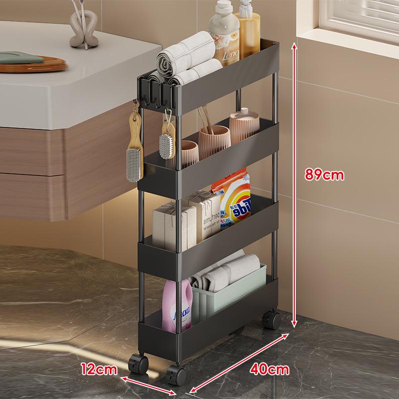 Compact Bathroom Trolley: Slim Floor-Standing Storage Rack for Narrow Spaces and Toilet Side