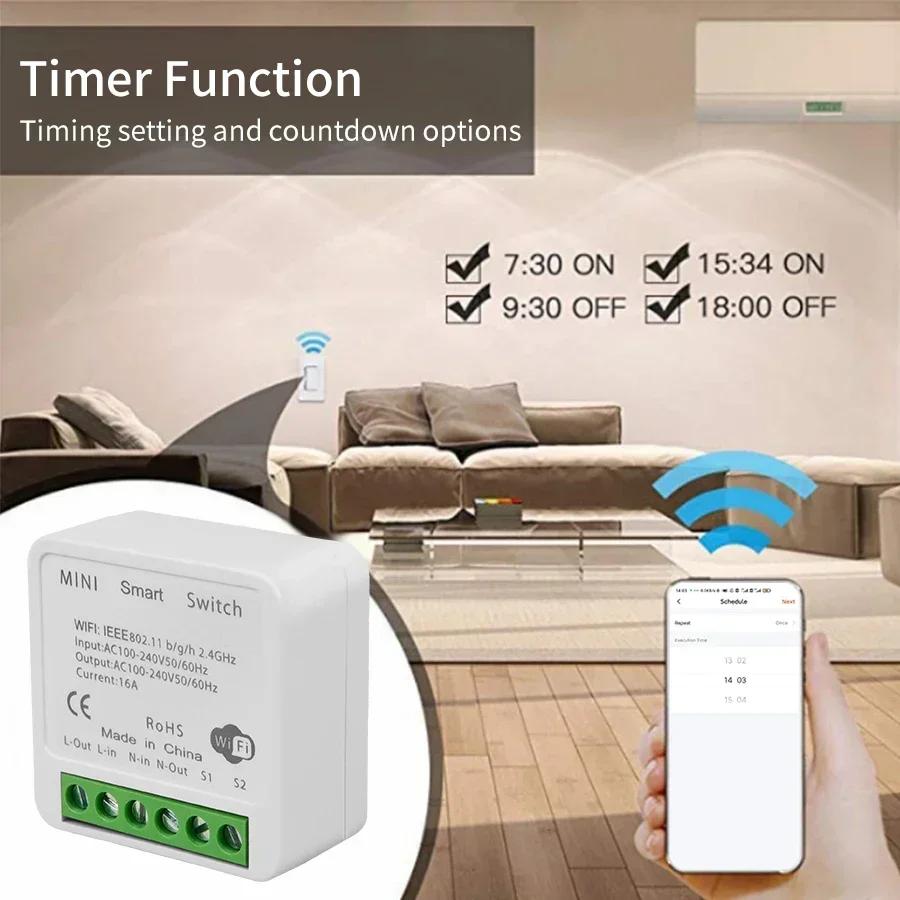 Tuya Smart WiFi Switch 2-way Control RF433Mhz Module Relay Breaker 16A 20A Smart Life APP Control Support Alexa Google Assistant