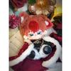 20cm Retro Plush Doll Clothes Headwear Coat Pants Shoes Gemstone Red Flame Set Soft Stuffed Plush Toy Dress Up Accessories
