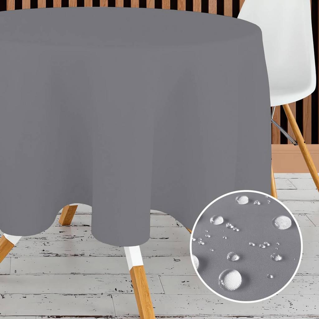 Cozy Home & Living Szary Obrus 160 Cm Okrągły, Klasyczne Obrusy - Elegancki, Odporny Na Wodę I Plamy, Łatwy Do Czyszczenia