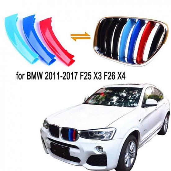 For BMW X3 X4 2011-2017 Car Front Grille Cover Trim Kidney Grille Clip Set of 2